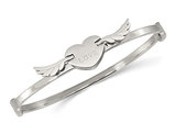 Stainless Steel LOVE Heart with Wings Bangle Bracelet